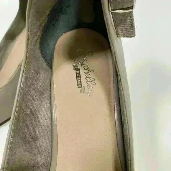Saychelles Heritage Ankle Strap High heel wedge Gray Women size 8.5 - Picture 3 of 8